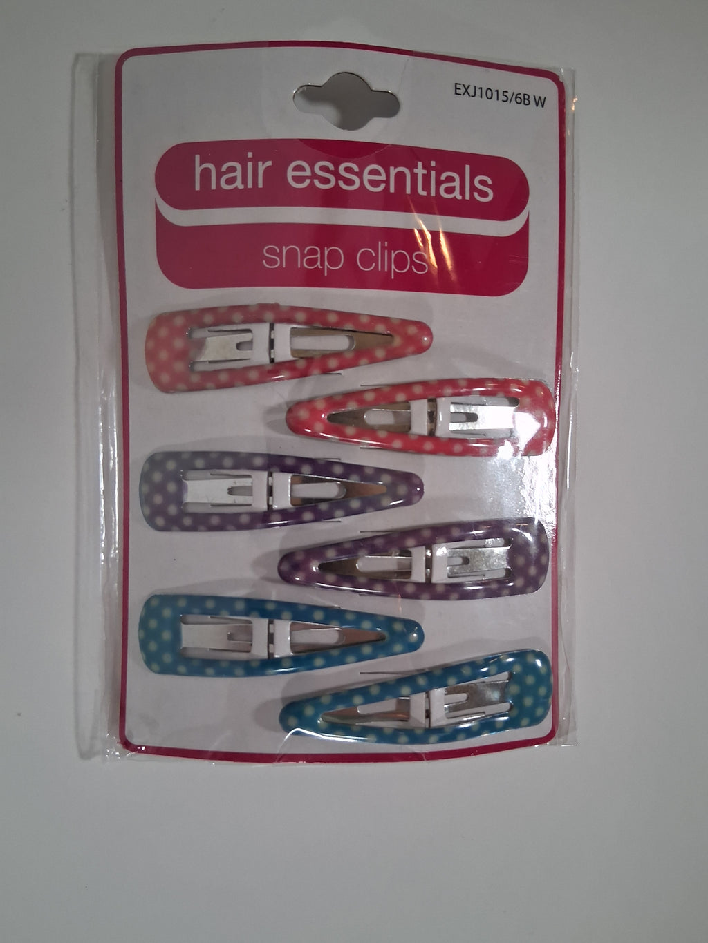 Hair Essentials Polka Dot Snap Hair Clips – 6 Pack | Pink, Purple & Blue