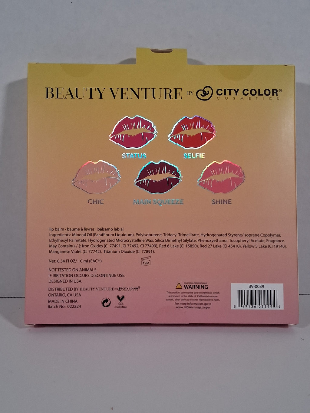 Beauty Venture by City Color 5 Piece Lip Balm Set – Infused with Vitamin E