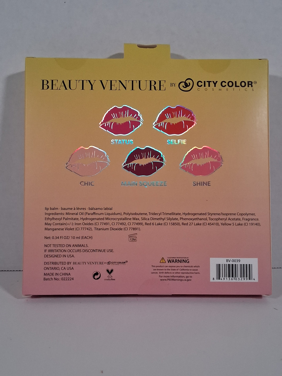 Beauty Venture by City Color 5 Piece Lip Balm Set – Infused with Vitamin E