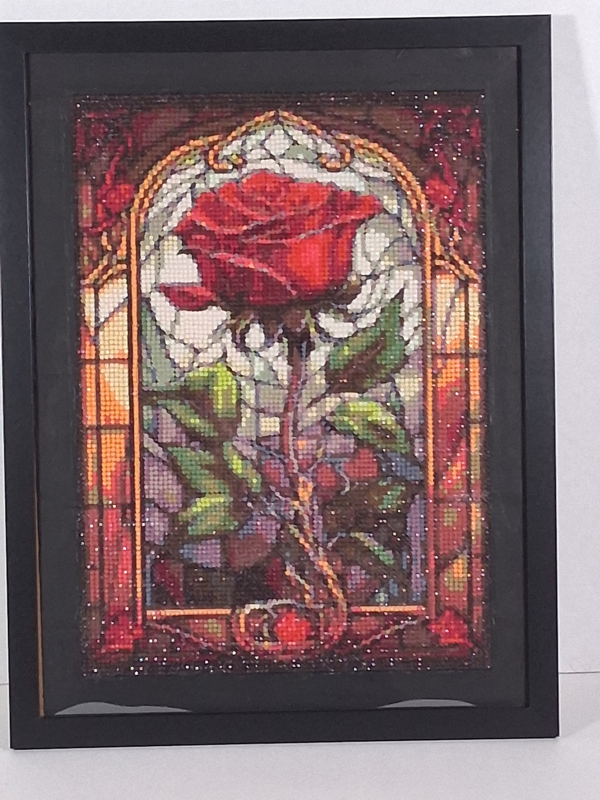 Stained Glass Rose Diamond Art – Framed 12x16
