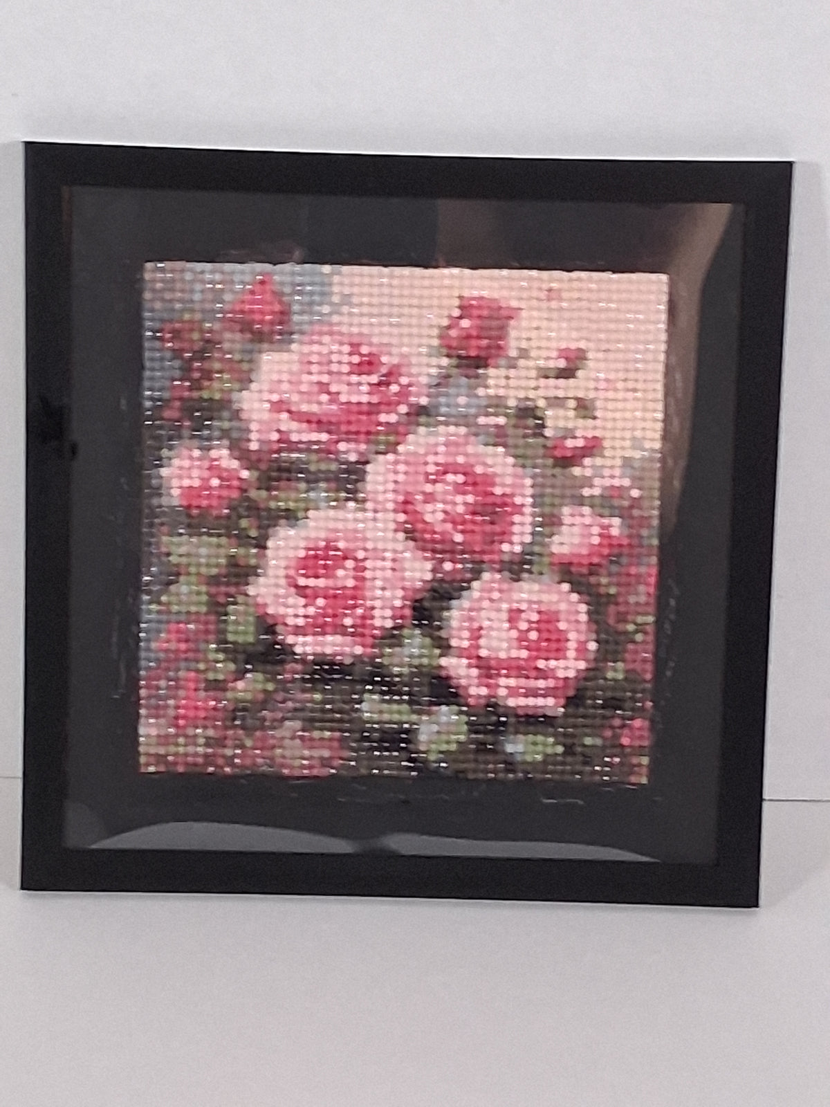 Pink Flowers Diamond Art- 8x8 Framed